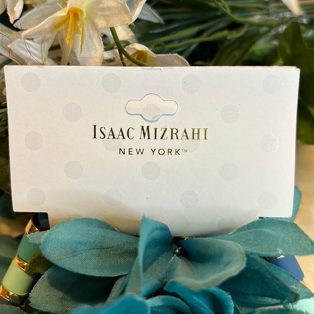 NWT ISAAC MIZRAHI New York Necklace Blue & Gold with Blue Acrylic/Stones - Picture 4 of 5
